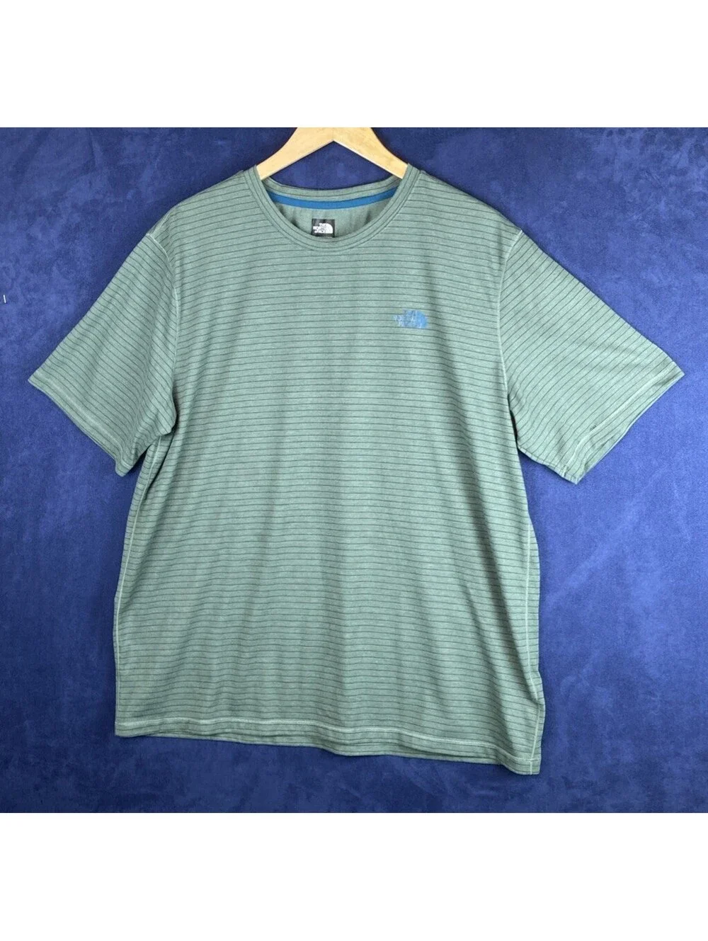 The North Face Men’s XL T Shirt Green/Black Horizontal Stripes Flashdry